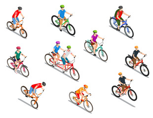 Canvas Print - 8333517 Cyclists Isometric Icons Set