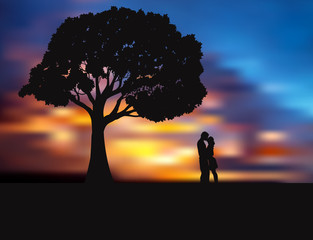 Wall Mural - Lovers under Sunset