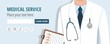 © irina - Doctor holding document. Web banner