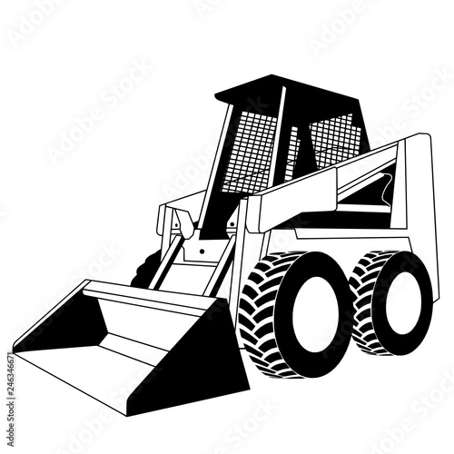 construction machine - skid steer loader vector image Stock Vector