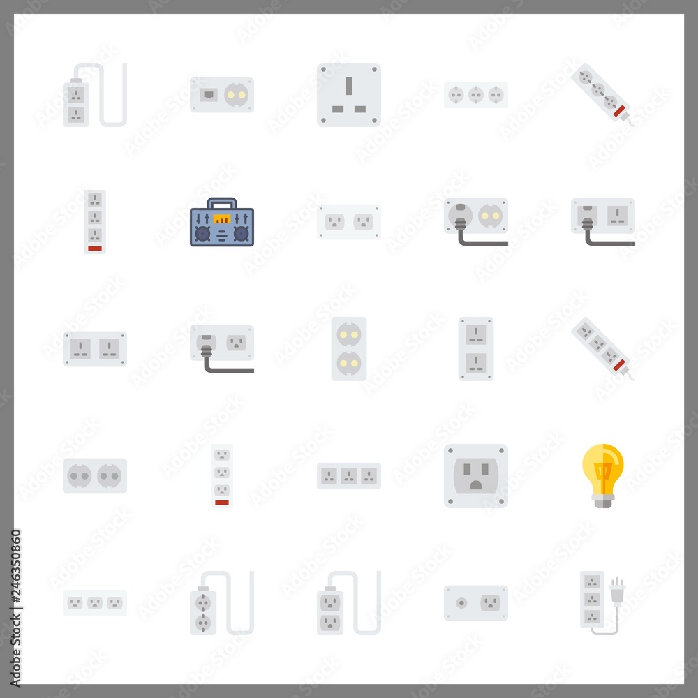 Switches Types Icons 25 switch icon. Vector illustration switch set. radio and socket icons ...