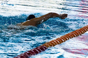 Swimmers compete in the sports pool