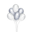 Realistic silver balloons isolated on white background. Vector illustration.
