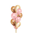 Realistic golden and pink balloons isolated on white background. Vector illustration.