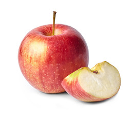 Wall Mural - Ripe, fresh, red apple and slice of apple cut out.
