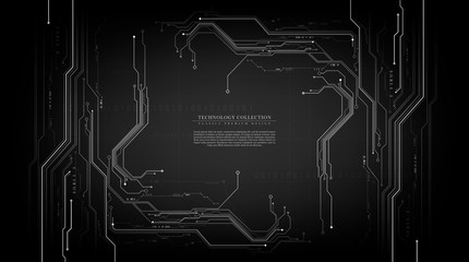 Wall Mural - technology futuristic abstract grey circuit connection background vector