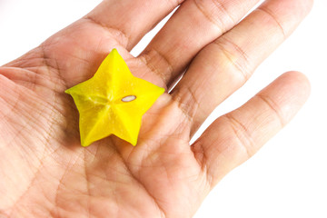 Canvas Print - Leaf Star fruit Close up