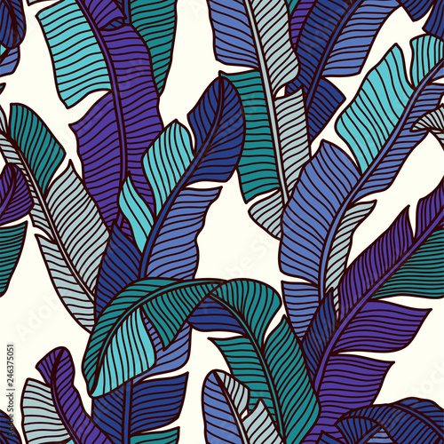 Stoffe zum Nähen Seamless pattern of Tropical palms leaves