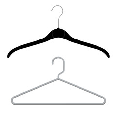 Wall Mural - Black and grey plastic coat hangers, clothes hanger on a white background