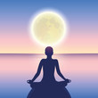 © krissikunterbunt - peaceful meditation on a calm sea at moonlight vector illustration EPS10