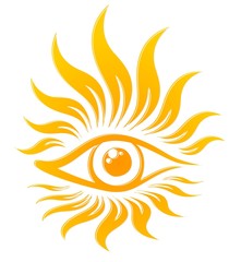 Wall Mural - Symbol of sun with eye. 