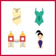 © Orxan - 4 sand icon. Vector illustration sand set. swimsuit and playground icons for sand works