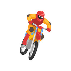 Sticker - Man Riding Motorbike, Motorcyclist Male Character, Motocross Racing Vector Illustration