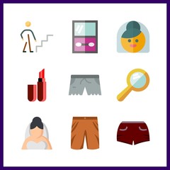 9 makeup icon. Vector illustration makeup set. lipstick and shorts icons for makeup works