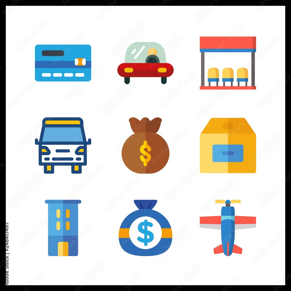 Commercial Icon Example 9 commercial icon. Vector illustration commercial set. van and building ...