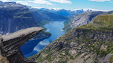 Fototapeta  - blue lakes in Norway,spectacular tourist area and mystical nature