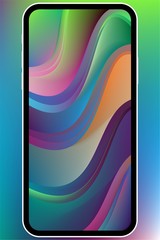 Poster - Vector illustrations set design concept of mobile screen wallpaper holographic fluid bright gradient background. Liquid color covers set. Fluid shapes composition. Futuristic design. Phone mock up.