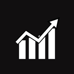 Wall Mural - graph icon on black background. flat style. line chart icon for your web site design, logo, app, UI. trend up graph symbol. growing graph sign.