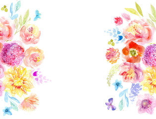Fototapete - Watercolor floral background