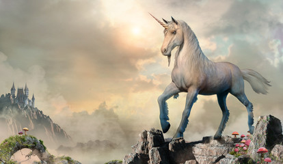Plakat 3d koń góra mityczny kopyto