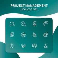 Poster - Project management line icon set. Handshake, team, interview. Business concept. Can be used for topics like leadership, teamwork startup