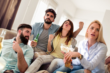 Poster - Friends watching TV at home