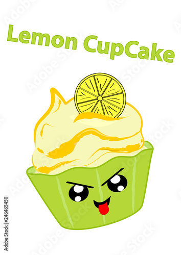 Zitronen Cupcake Mit Frechem Gesicht Im Kawaii Stil Vektorgrafik Eps 10 Buy This Stock Vector And Explore Similar Vectors At Adobe Stock Adobe Stock