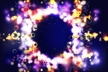 Wall Mural - Colorful background. Circular bokeh sparkle color lights background. Magic space cosmic shiny bubbles. Colorful layout template for banner or poster design. EPS 10.