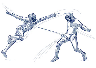 Canvas Print - Fencing - An hand drawn illustration. Freehand sketching.