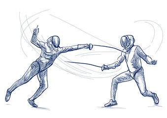 Canvas Print - Fencing - An hand drawn illustration. Freehand sketching.