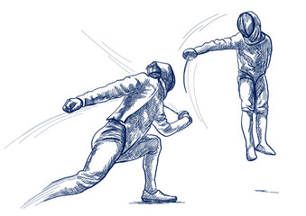 Canvas Print - Fencing - An hand drawn illustration. Freehand sketching.