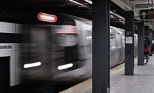 Subway Train Arriving MTA Underground Station Broadway Lafayette New York City Metro Transit