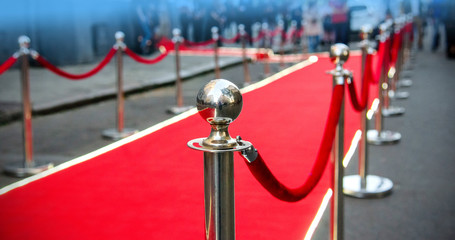 red carpet and barrier on entrance