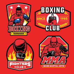 Wall Mural - boxing badge set