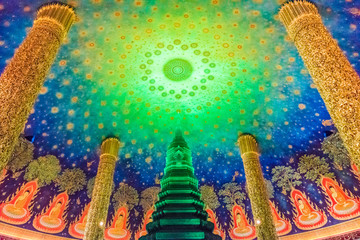 pagoda and roof paintings at wat paknam phasicharoen. wat paknam phasicharoen is a royal temple loca