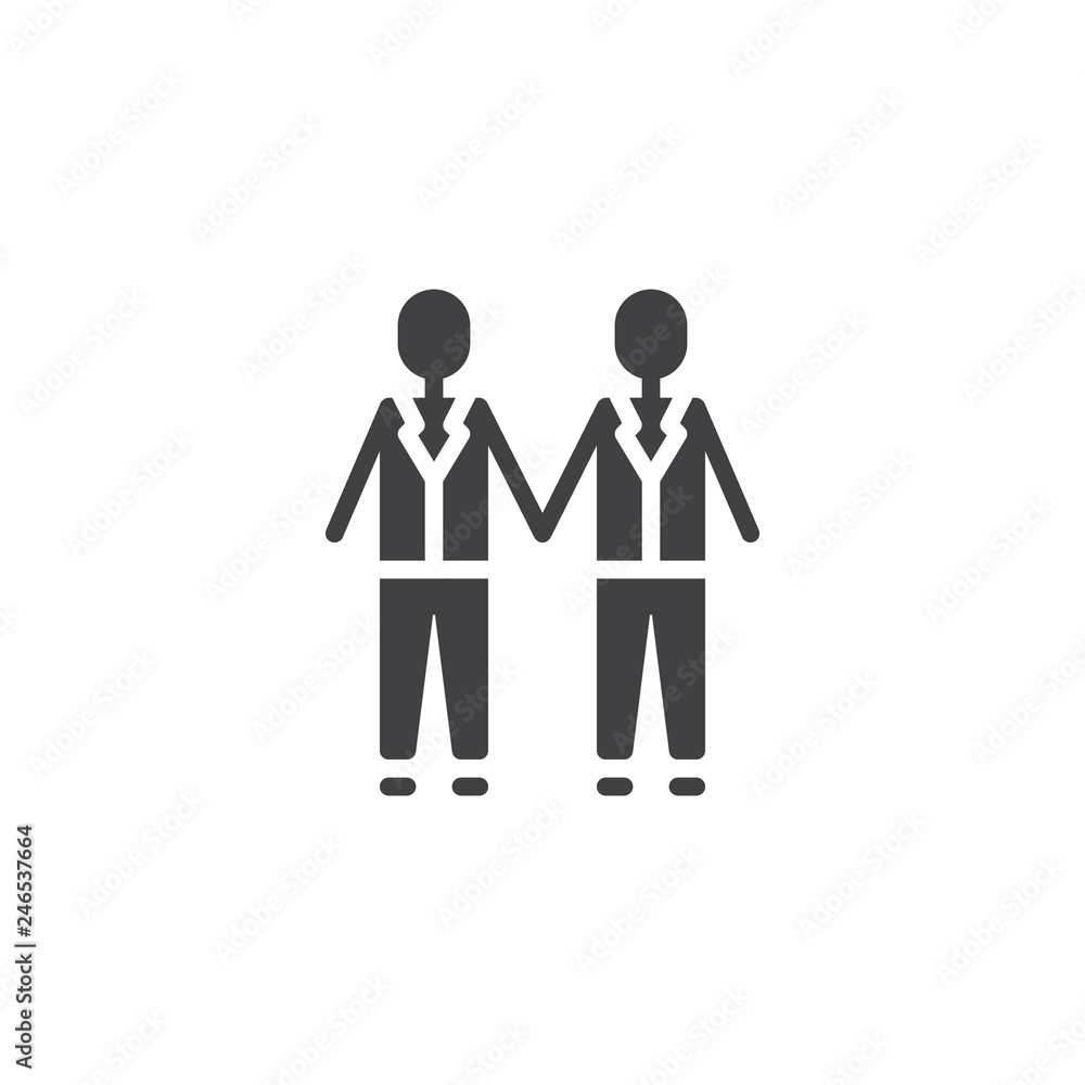 Gay wedding couples holding hands vector icon. filled flat sign for ...