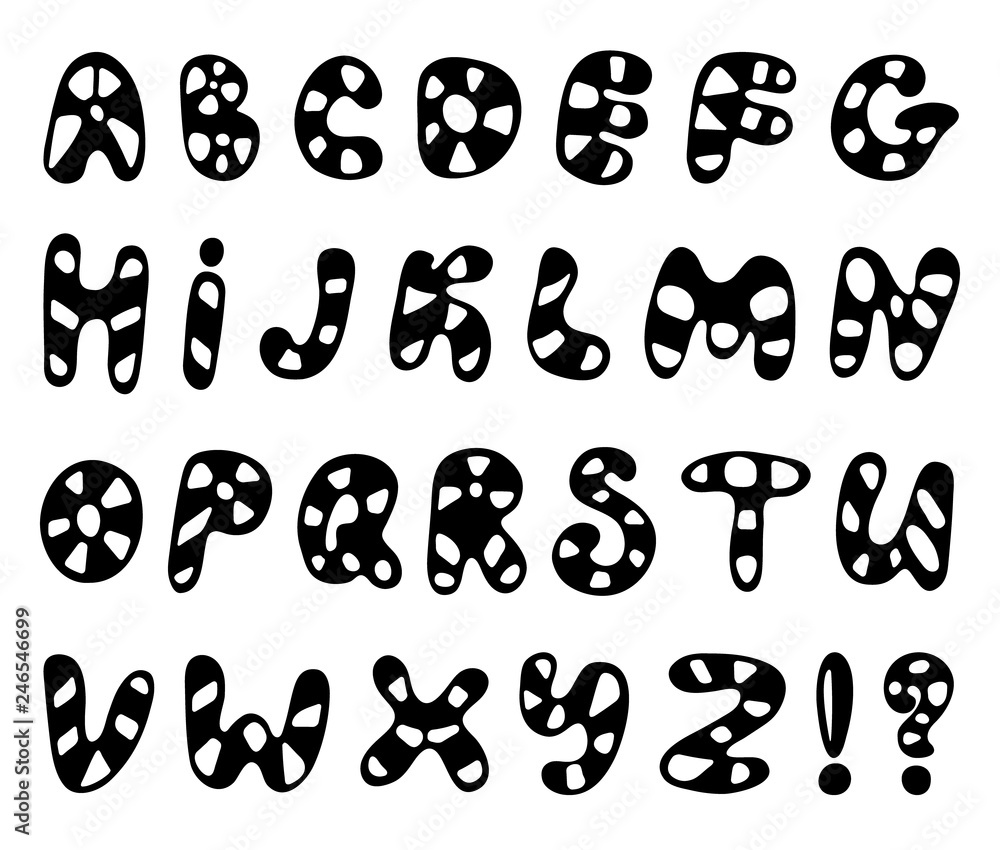 Hand drawn abc vector set isolated on white background. Cute doodle ...