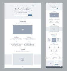 one page website design template for business. landing page wireframe. flat modern responsive design