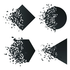 Wall Mural - shape explodes gradient flat style design vector illustration set isolated on white background. squa