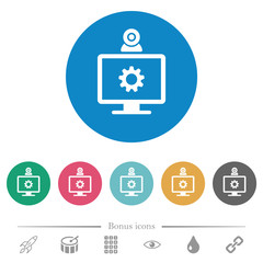 Wall Mural - Webcam settings flat round icons