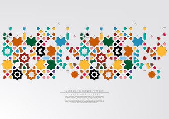 Modern arabesque pattern collection colorful background template vector