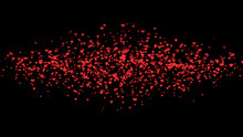Red Hearts On Black Background. 3D Illustration Background