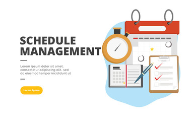 Schedule Management flat design banner illustration concept for digital marketing and business promotion