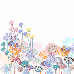 Poster - Illustration with country flowers in pastel colors