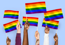 Hands Waving Rainbow Flags