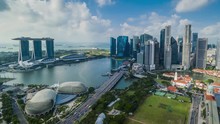 SINGAPORE - AUGUST 22: Marina Bay Quay In The Centre Of Singapore On August 22, 2017 Hyperlapse