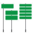 Set of blank green traffic signs road isolated on white background.