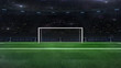 football or soccer goal gate closeup with green grass and fans behind, football stadium sport theme digital 3D illustration design my own