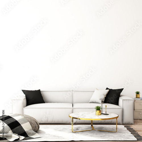 Interior Design Modern Living Room With Sofa Armchair Table
