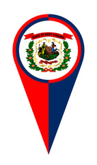 Poster - West Virginia Map Pointer Location Flag